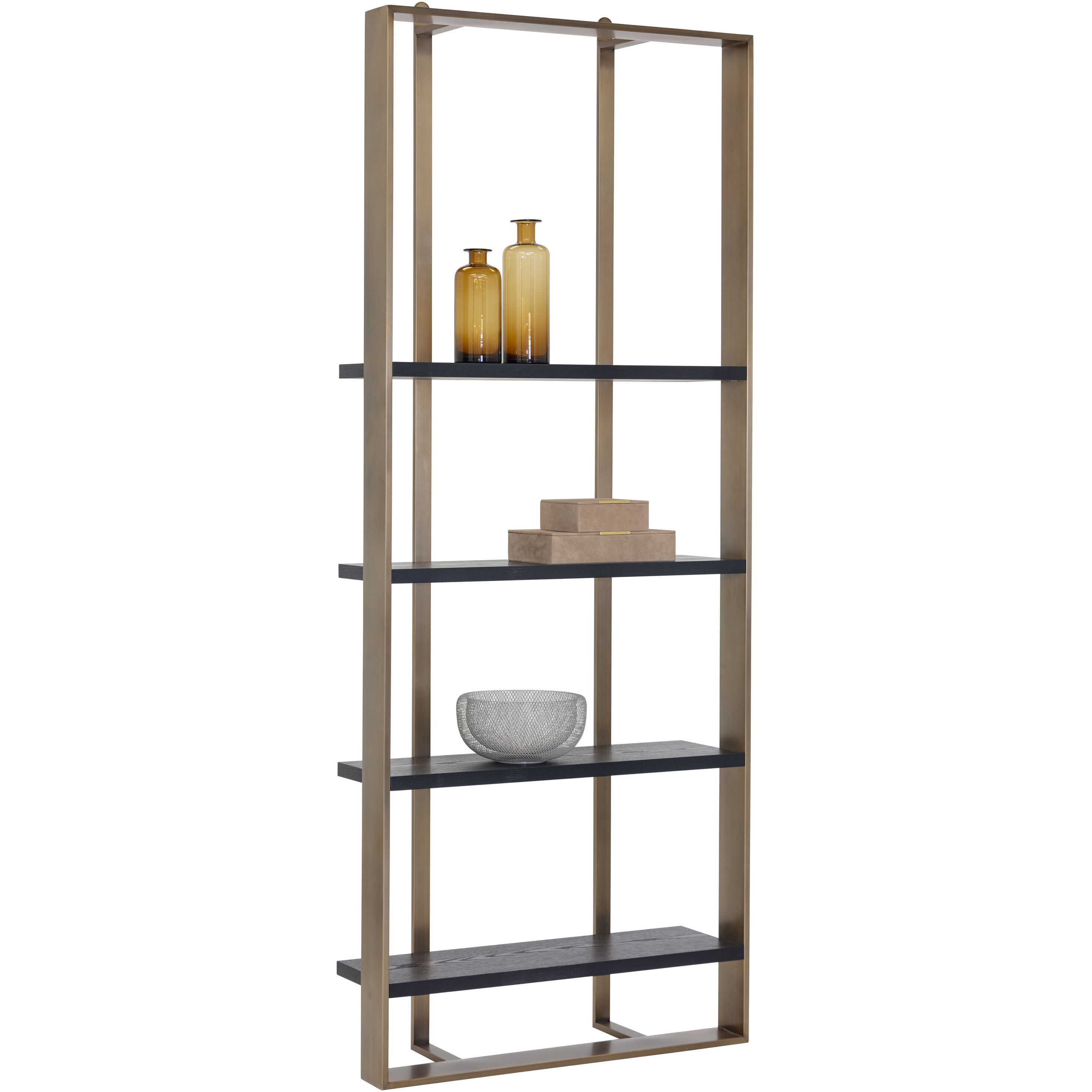 Dalton Antique Brass / Black Bookcase